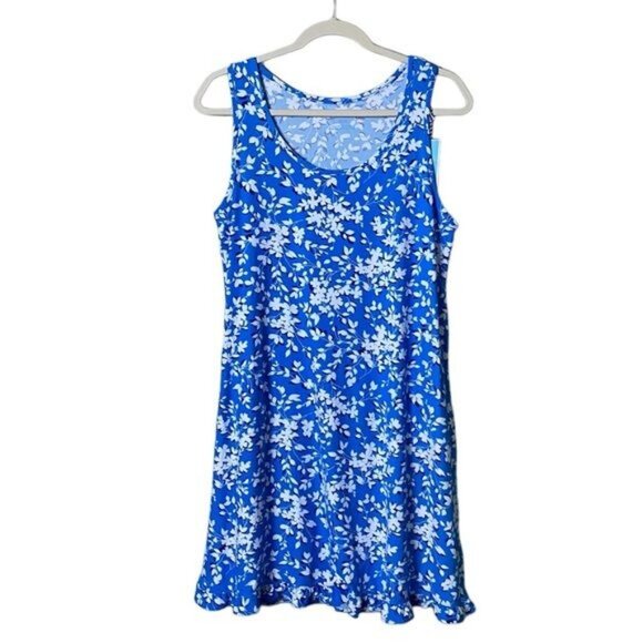 Draper James Floral Ruffle Sun Dress Medium Beachy Fairycore Blue White Coastal - Picture 1 of 13